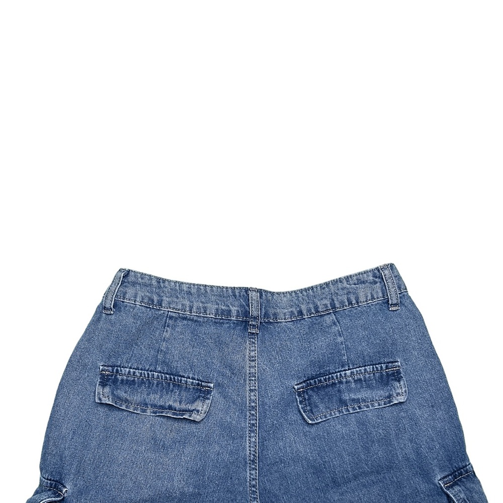 Blue Pleated Cargo Shorts - Picture 6 of 7